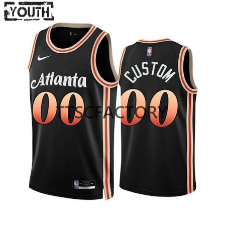 Kinder NBA Atlanta Hawks Trikot Benutzerdefinierte Nike 2022-23 City Edition Schwarz Swingman